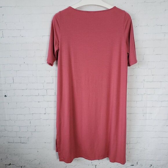 Eileen Fisher Dress Size S Pink Stretch Shift Short Sleeve Casual Lagen Look - Picture 6 of 7